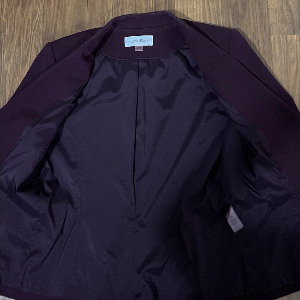 Calvin Klein Open Front Burgundy Blazer Size 6 - Picture 7 of 7